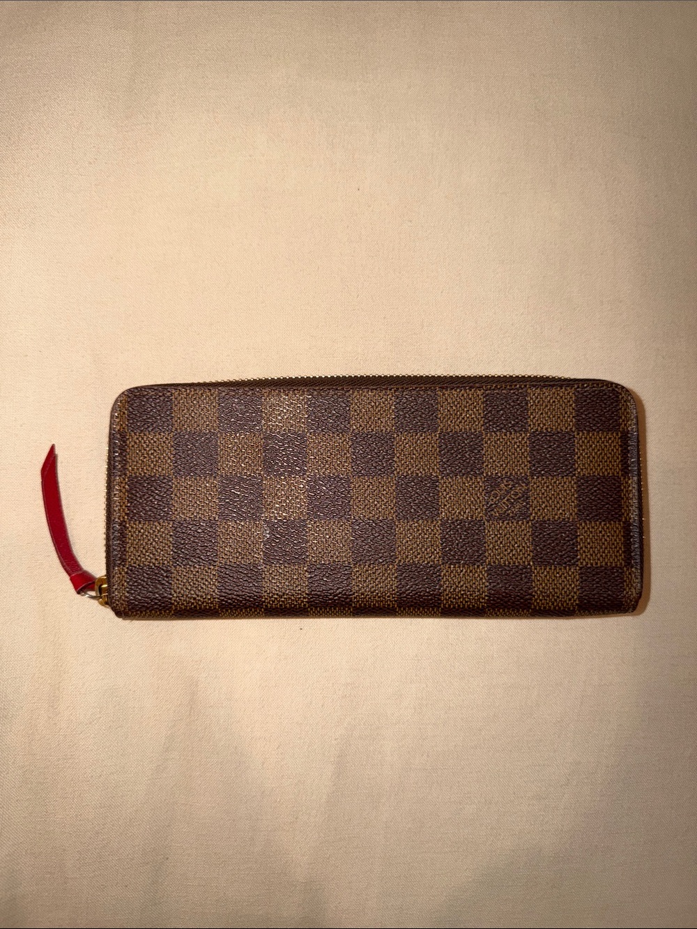 Louis Vuitton Damier Ebene Pattern Coated Canvas Zippy Wallet